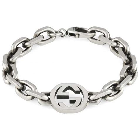 gucci interlocking bracelet mens|Gucci sterling silver charm bracelet.